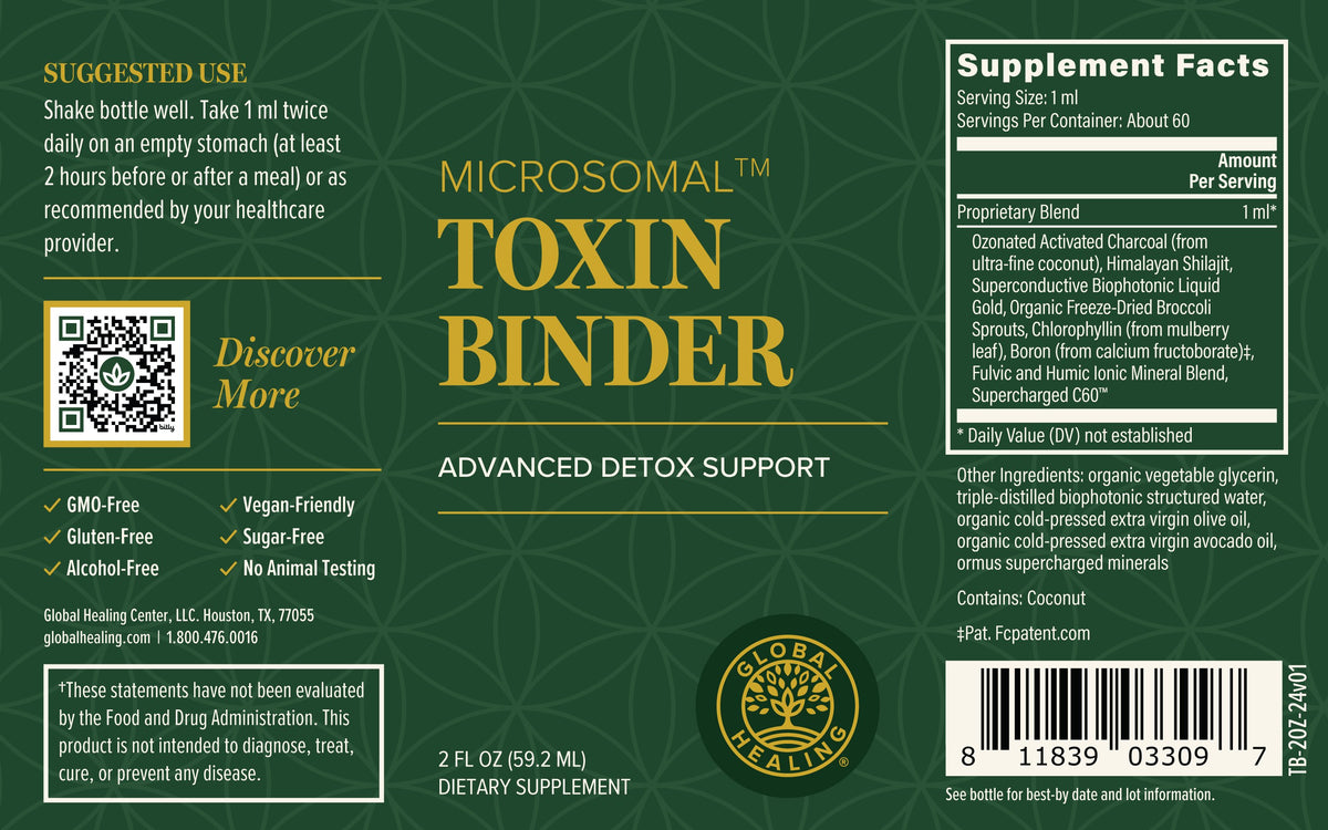 Global Healing Microsomal Toxin Binder Supplement Facts and Ingredients Label