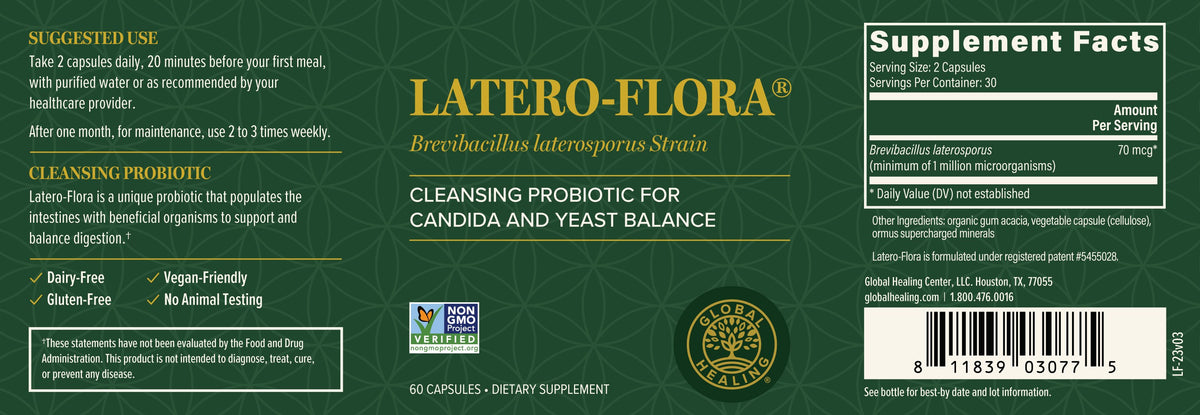 Latero Flora Probiotic Ingredients and Facts Label