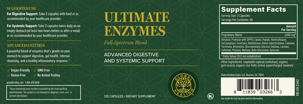 Ultimate Enzymes Ingredients and Facts Label