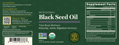 Black Seed Oil Supplement Ingredients and Facts Label