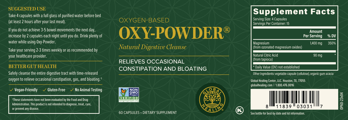Oxy Powder Ingredients and Facts Label