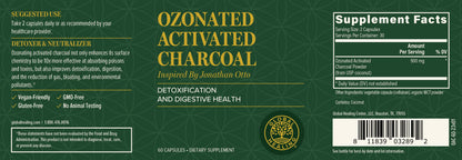 Ozonated Charcoal Supplement Ingredients and Facts Label
